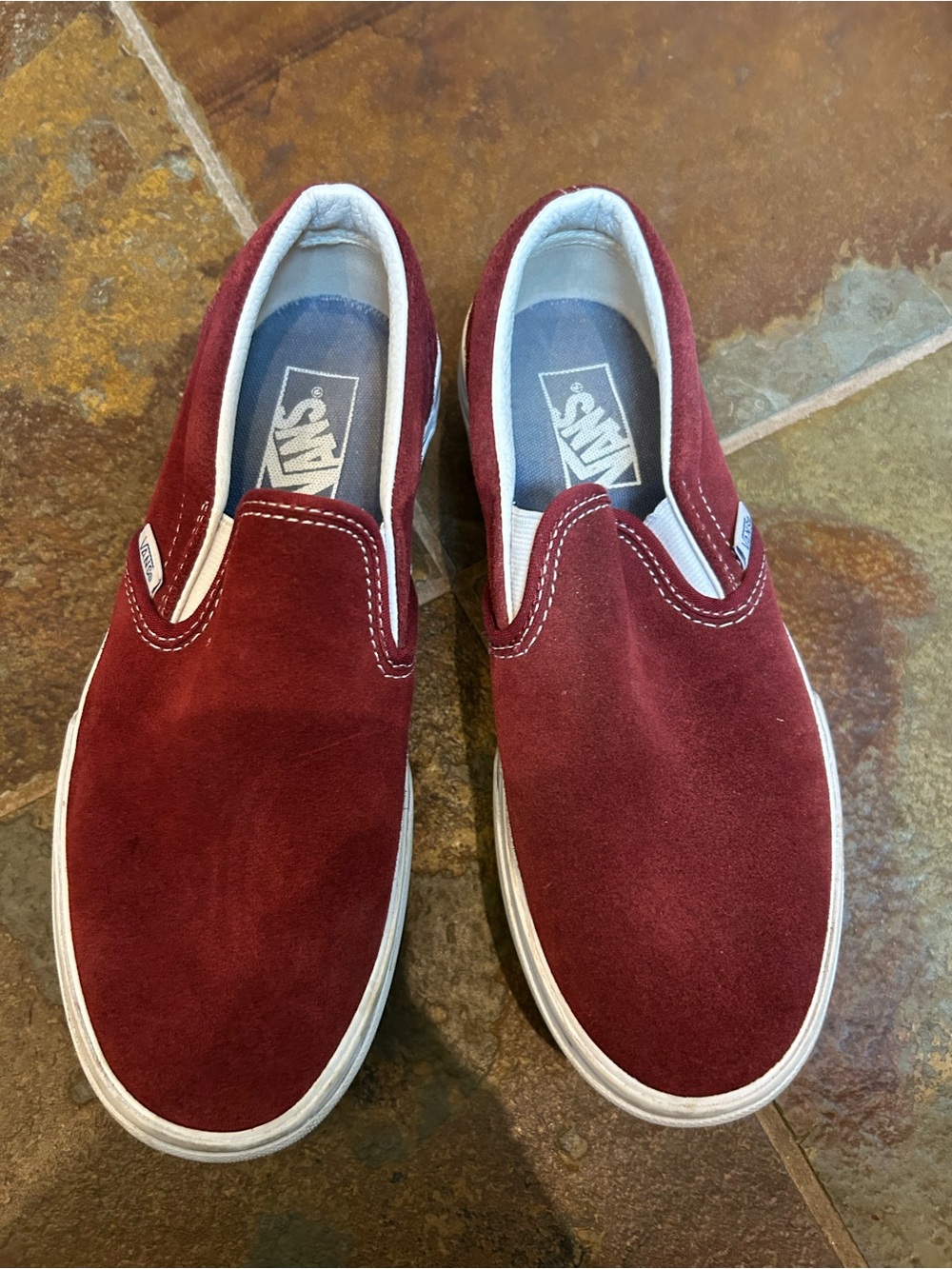 Vans Burgundy Suede Stackform Platform Asher Slip Ons 8